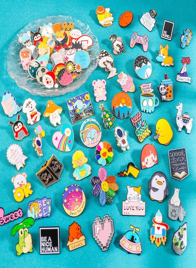 Japior 20/30/60/100 Mixed Enamel Pins for Backpacks,Pins for Sambas Brooches for Women Hat Cute Funny Button Pins Bulk Set,Cartoon Plant Aesthetic for Women Girls Cloths Decoration - Image 5